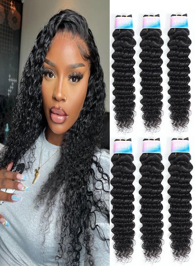 EMOL Deep Wave Bundles, Curly Bundles Human Hair, 10 12 14 Inch, Wet and Wavy, Natural Black, Soft, 285g-300g, Brazilian Hair - Image 1